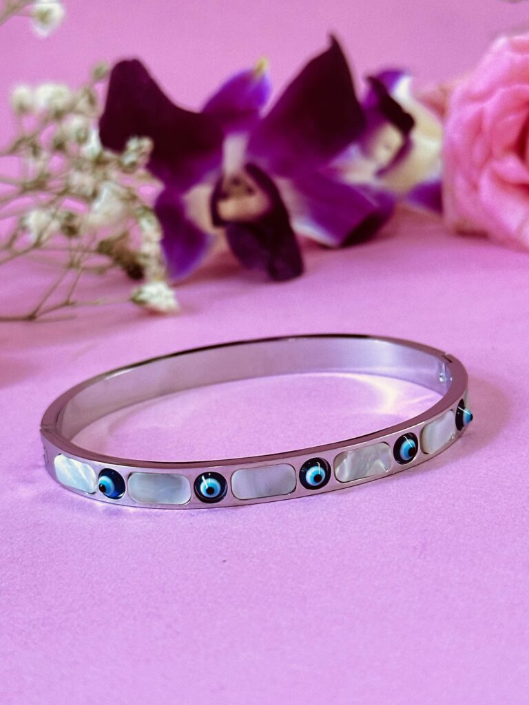 Two Flower Evil Eye Enamel Kada main image 0